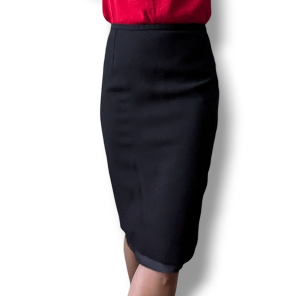 Armani Collezioni Black Stretch Crepe Knee Length Pencil Skirt Women's Size 6 - Picture 4 of 16